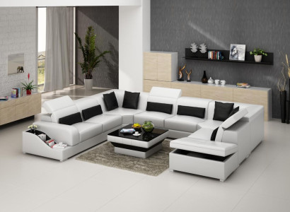 Corner sofa Leather Sofa Upholstery Corner Seat Living landscape Suite U-shape Family Couch